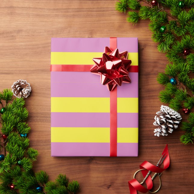 Papel De Regalo Rayas Amarillas Rosadas (Regalo de vacaciones)