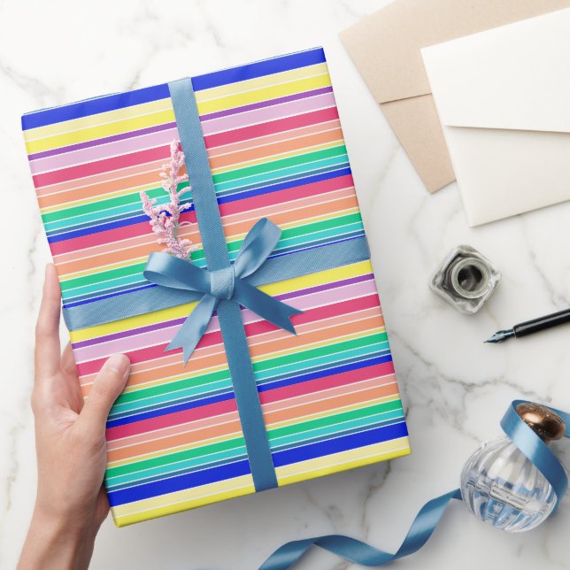 Papel De Regalo Rayas arcoiris coloridas (Regalar)