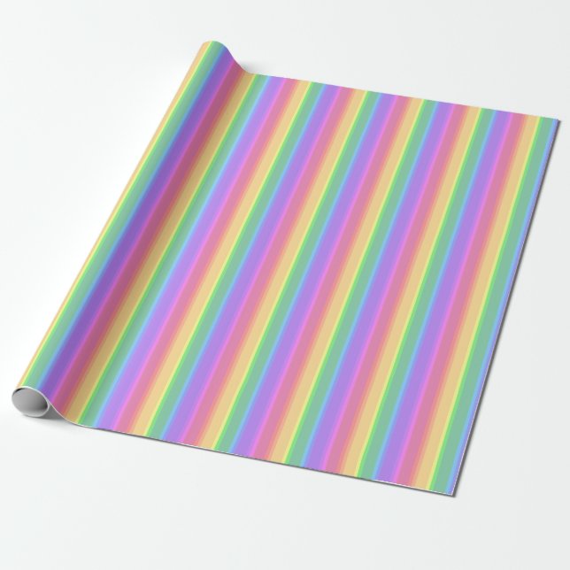 Papel De Regalo Rayas arcoiris pastorales (Desenrollado)