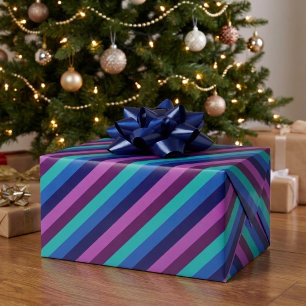 Papel de regalo rayas azul púrpura verde azulado