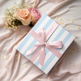 Papel De Regalo Rayas Azules Claras y Blancas