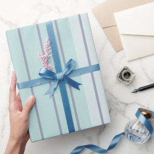 Papel De Regalo Rayas azules grises verde azulado modernas simples