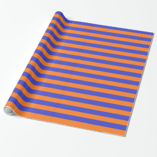 Papel De Regalo Rayas azules y anaranjadas