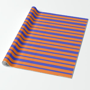 Papel De Regalo Rayas azules y anaranjadas gruesas y finas