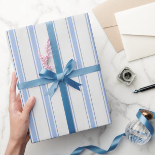 Papel De Regalo Rayas azules y blancas apagado