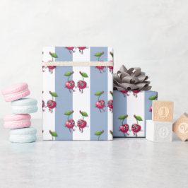 Papel de Regalo Rayas Azules y Blancas Cerezas