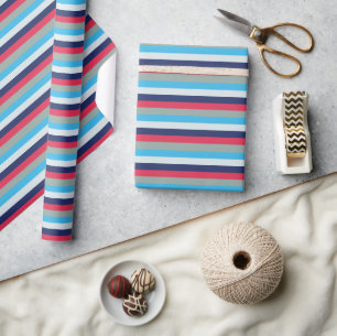 Papel De Regalo Rayas Azules Y Borgoñonas