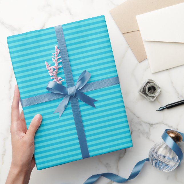 Papel De Regalo Rayas azules y turquesa claro (Regalar)