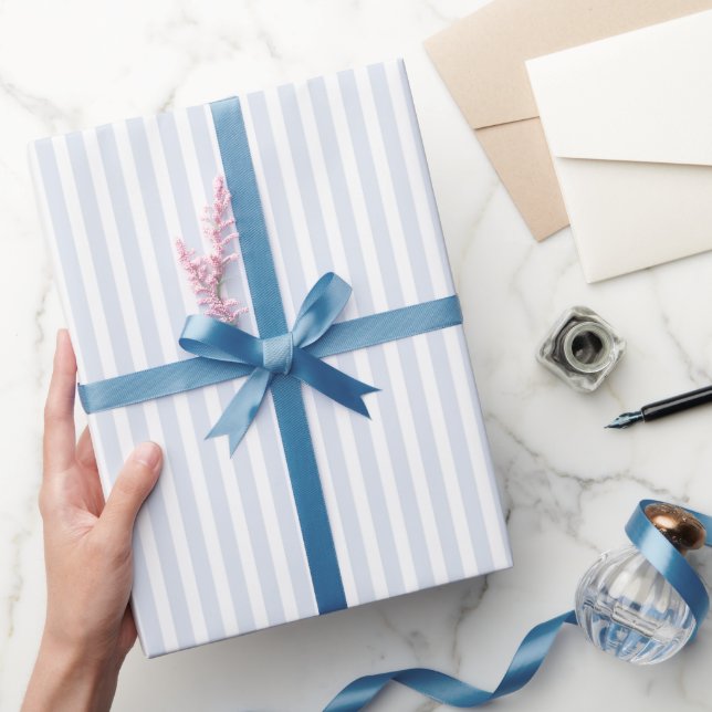 Papel De Regalo Rayas Blancas Azul Claro Cumpleaños (Regalar)