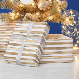 Papel De Regalo Rayas blancas de oro de Glam de moda