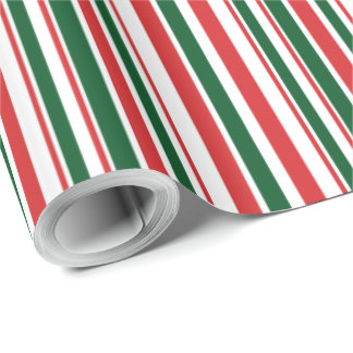 Papel De Regalo Rayas blancas verdes rojas