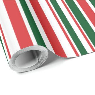 Papel De Regalo Rayas blancas verdes rojas