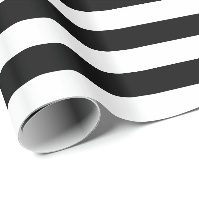 Papel De Regalo Rayas Blancas y Negras (Esquina del rollo)