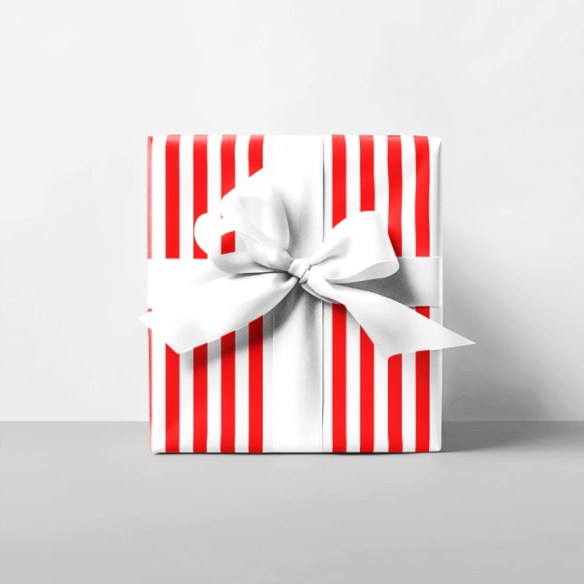 Papel De Regalo Rayas blancas y rojas (White and Red Stripes Wrapping Paper)