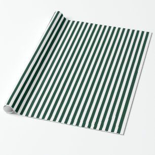 Papel De Regalo Rayas - blancas y verde oscuro