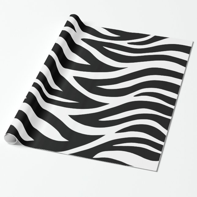 Papel De Regalo Rayas blancos y negros de la cebra (Desenrollado)