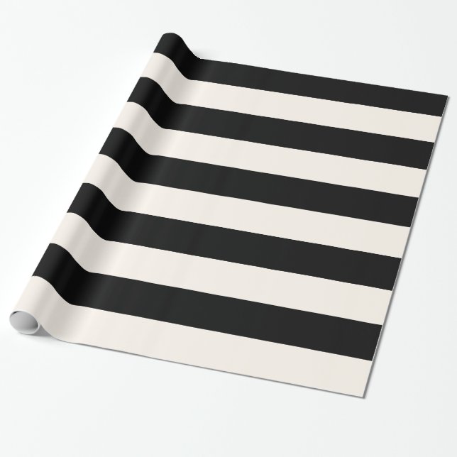 Papel De Regalo Rayas blancos y negros de los modelos geométricos (Desenrollado)