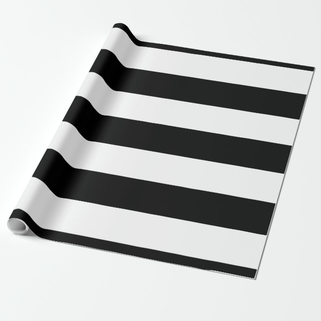 Papel De Regalo Rayas blancos y negros elegantes (Desenrollado)