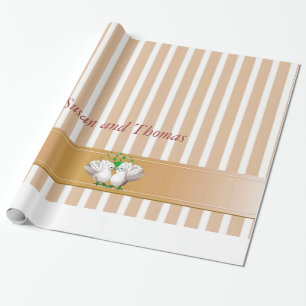 Papel De Regalo rayas bodas doradas