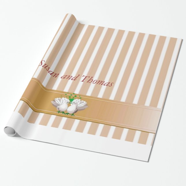 Papel De Regalo rayas bodas doradas (Desenrollado)
