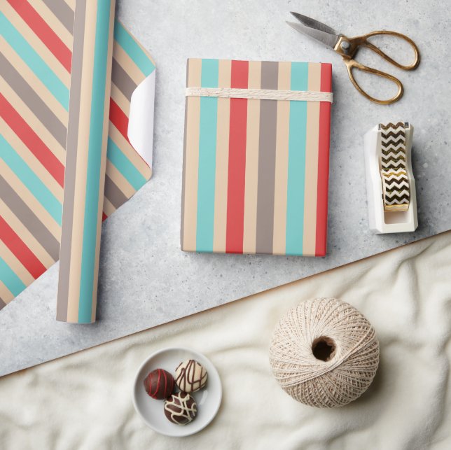 Papel De Regalo Rayas Cálidas  (Artesanía)