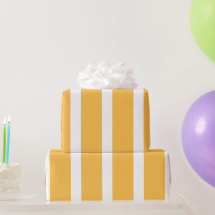 Papel De Regalo Rayas cálidas amarillas y blancas, elegante en tod