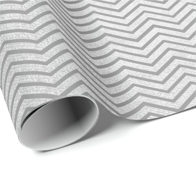 Papel De Regalo Rayas Chevron Lines Plata Gráfico Vip Gray (Esquina del rollo)