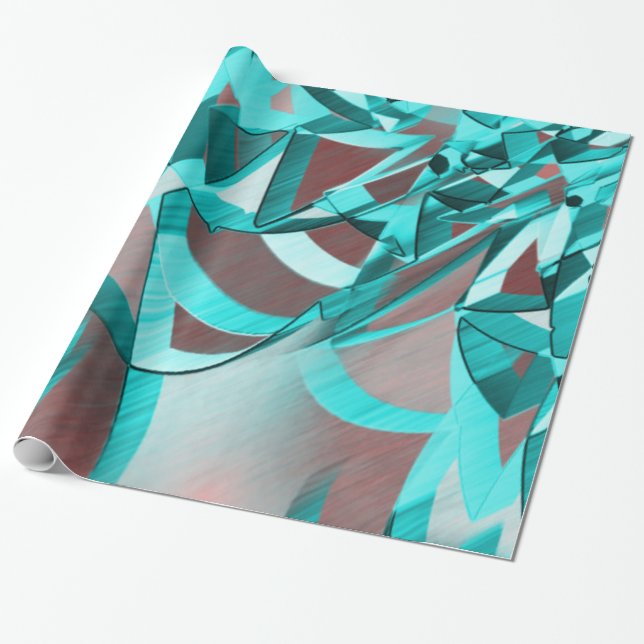 Papel De Regalo Rayas cian azules sobre fondo 'marrón' (Desenrollado)