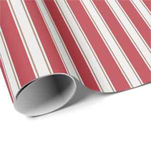 Papel De Regalo Rayas Clásicas de Ratón Rojo, Blanco y Mocha