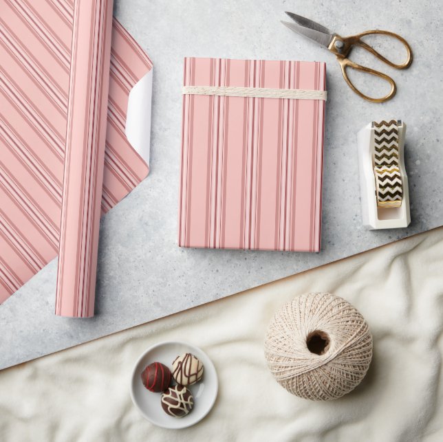 Papel De Regalo Rayas clásicas de rosa apagado (Artesanía)
