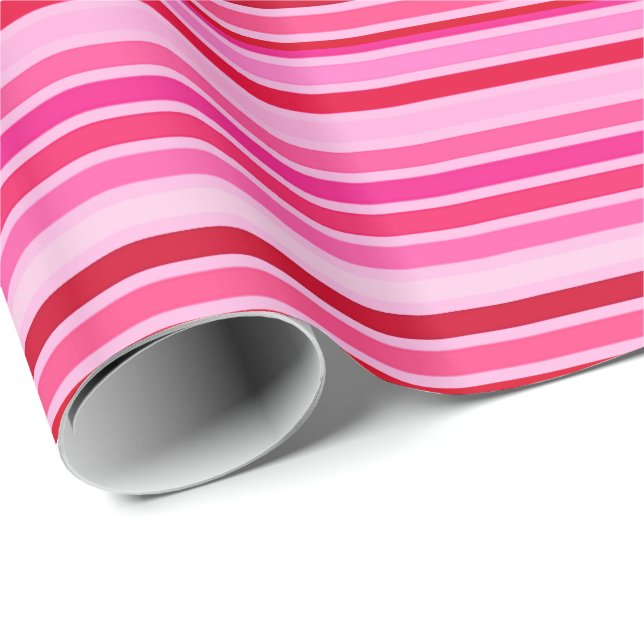 Papel De Regalo Rayas combinadas, fucsia, vino y rosa  (Esquina del rollo)