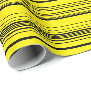 Papel De Regalo Rayas complejas en negro y amarillo