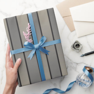 Papel De Regalo Rayas con Efecto de Satén Negro y Beige