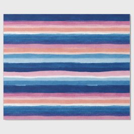 Papel De Regalo Rayas Costeras Acuarela Azules y Rosadas
