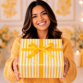 Papel De Regalo Rayas de acuarela de amarillo maíz cálido