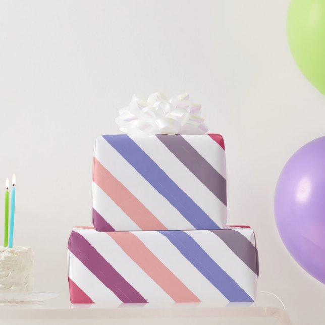 Papel De Regalo Rayas de acuarela en ángulo (Regalos de fiesta)
