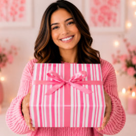 Papel De Regalo Rayas de acuarela rosa caliente vibrante