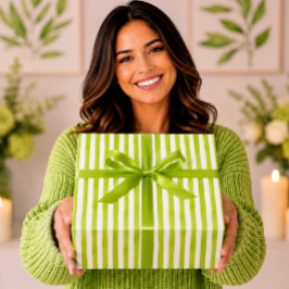 Papel De Regalo Rayas de acuarela verde lima vibrante