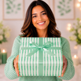 Papel De Regalo Rayas de acuarela verde menta elegantes