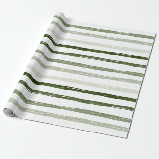 Papel De Regalo Rayas de acuarela verde salvia pintadas a mano