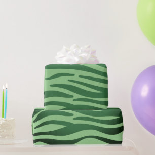 Papel De Regalo Rayas de animales de cebra verde oscuro