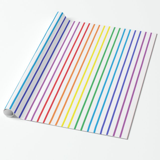 Papel De Regalo Rayas de arco iris con borde vertical (Desenrollado)