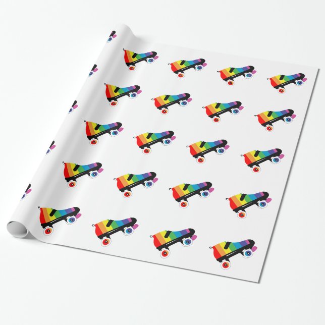 Papel De Regalo rayas de arco iris de patines (Desenrollado)