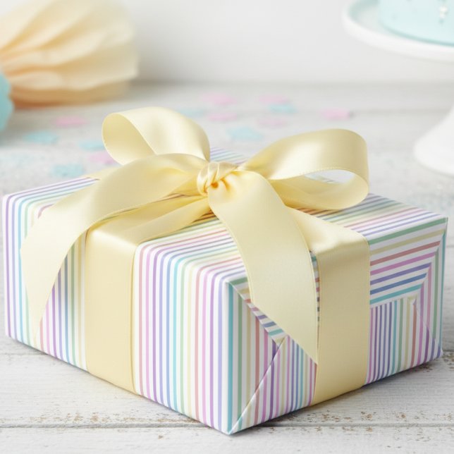 Papel De Regalo Rayas de Arcoíris Femeninas (Girly Rainbow Stripes Wrapping Paper for Her. Cute and Simple Multicolored Striped Pattern for Kids.)