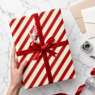 Papel De Regalo Rayas de Bastón de Caramelo Rojo Dorado