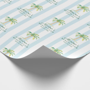 Papel De Regalo Rayas de Cabaña Aqua Blue Palm Beach Club