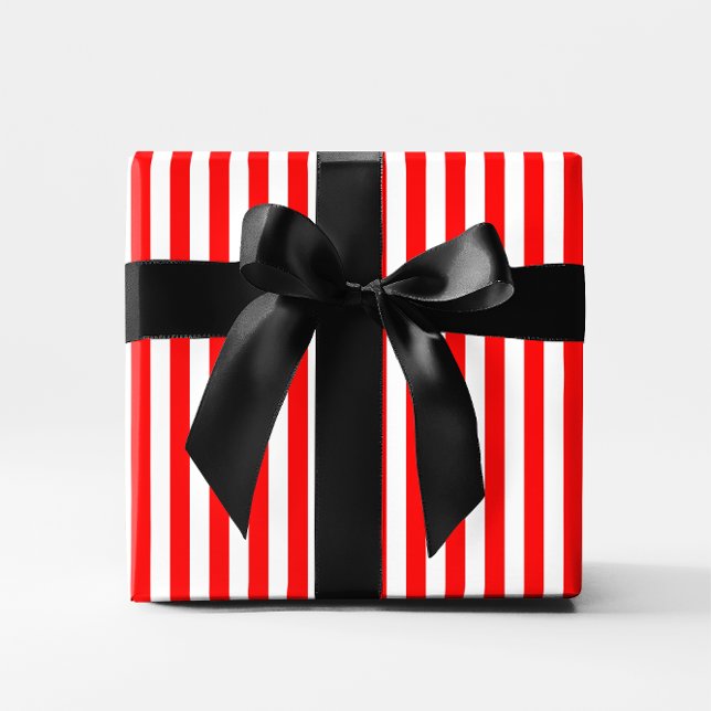 Papel De Regalo Rayas de caña de candén rojo (Red Candy Cane Stripes Wrapping Paper)