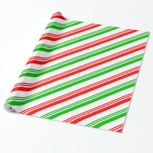 Papel De Regalo Rayas de caña de caramelo rojo y verde