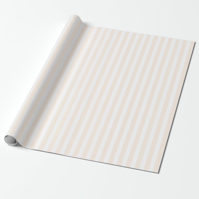 Papel De Regalo Rayas de caramelo beige y blanco (Desenrollado)