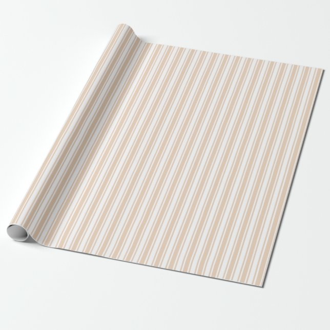 Papel De Regalo Rayas de caramelo beige y blanco (Desenrollado)